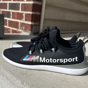 BMW Motorsport Men's Black and Silver Sneakers